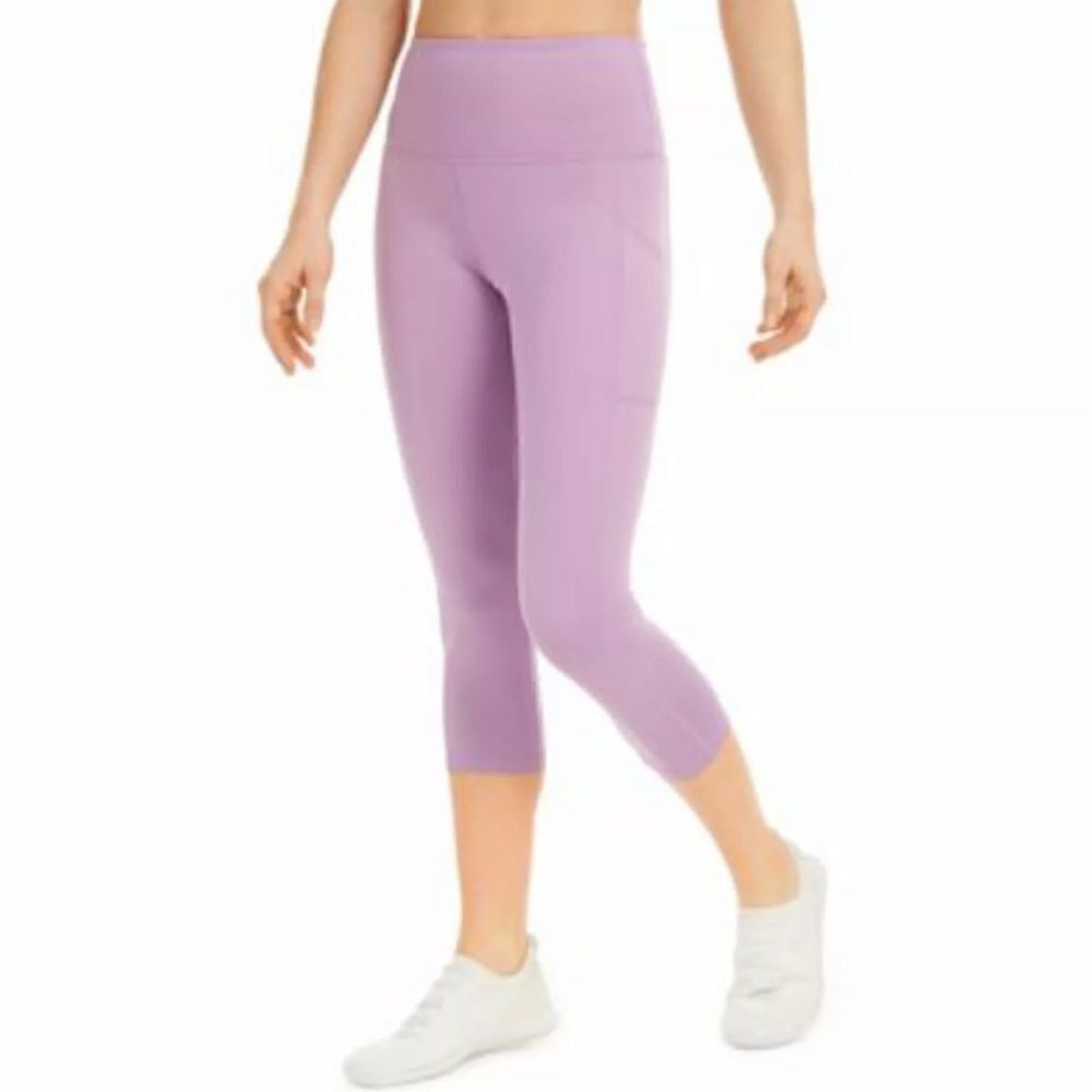 Ideology Rhapsody Purple Compression High Rise Side Pocket Cropped Leggings NWT